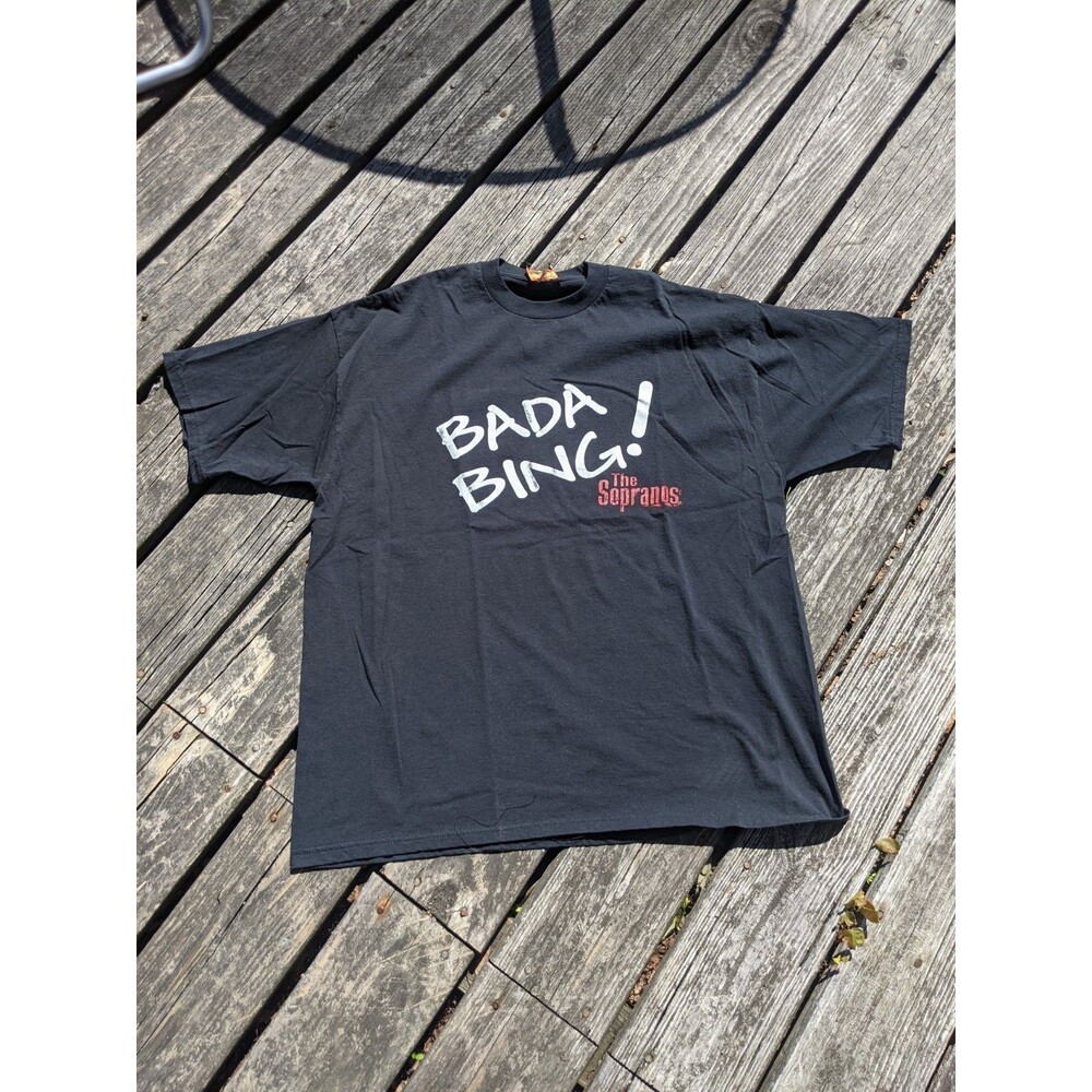 Vintage Sopranos Bada Bing Shirt Mens L Black Graphic Tee 2000 HBO Y2K TSI TAG
